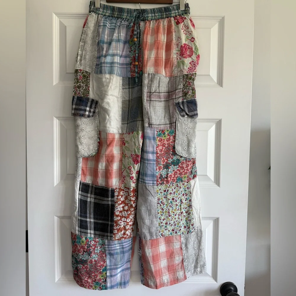 Young Threads Patchwork Pants NWT Medium Boho Cottagecore - Picture 2 of 14